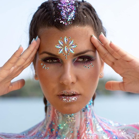 2 Sheets Self Adhesive Rhinestones for Makeup Eyes Face Jewels - Picture 2 of 7